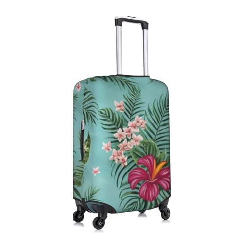 Elastic Luggage Covers For Suitcases Hawaiian Tropical Leaves Flowers Suitcase Cover, Durability Trolley Case Protector, Travel Luggage Cover Suitcase Protector Fits 18-32 Inch Luggage3