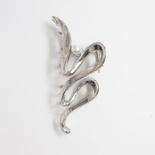 1 PCS Pinza de Pelo de Metal para Cabello Grueso y Pesado, Sujetador Fuerte Antideslizante para Cabello Largo, Clips de Pelo Metálicos de Moda para Mujeres y Niñas (Plateado) miniatura 6