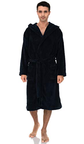 TowelSelections Men's Robe, Plush Fleece Hooded Spa Bathrobe