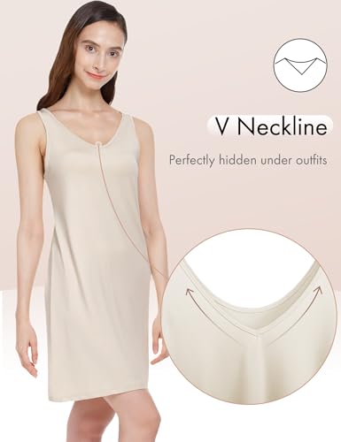 Image of MANCYFIT Womens Full Slip Tank Top Dress Slip Sleeveless Under Dress Wide Straps