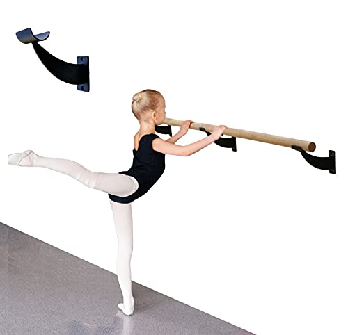 Ballet Barre Single Bar 8 FT Long 2.0” Diameter Black, Kids and Adults | Open Bracket Wall Mounted Fixed Height Wooden Ballet Barre | Home/Studio Ballet Bar, Dance Bar, Stretch Bar, Dancing/Stretching