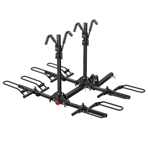 Young 4-Bike Rack Hitch Mount Platform Style Carrier for Cars Trucks SUVs Minivans with 2' Hitch...