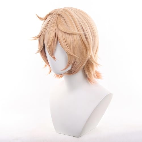 Image of Yellowish pink wig Suitable for genshi costume Synthetic hair with wig cap