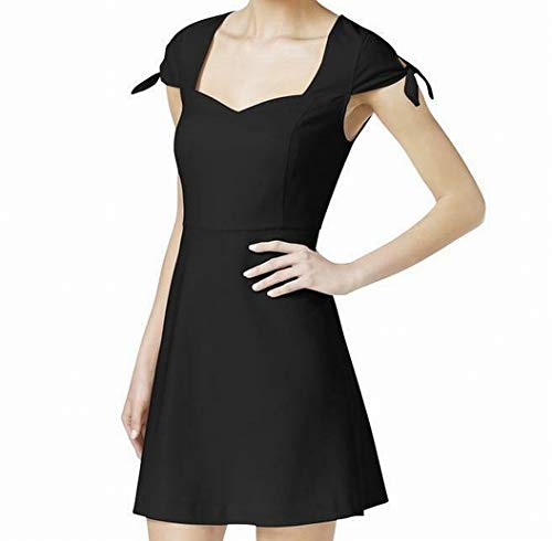 kensie Womens Tie-Sleeve Fit Flare Wear to Work Dress Black L