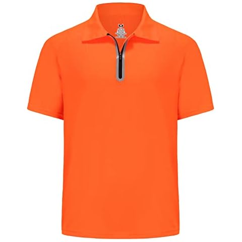 MOHEEN Big and Tall Golf Shirts for Men - Mositure Wicking Summer Short-Sleeve Polo, Athletic Casual Collared T-Shirt Hi Viz Orange-4XL Cover