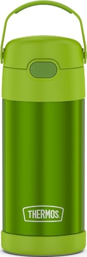Image of THERMOS FUNTAINER Water Bottle with Straw, 12oz, Lime | Kids Stainless Steel Insulated Water Bottle, Keeps Drinks Cold Longer for School & Play, BPA-Free