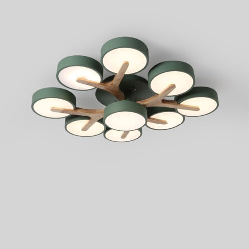 Plafonnier LED rond suspendu style scandinave avec décors en bois