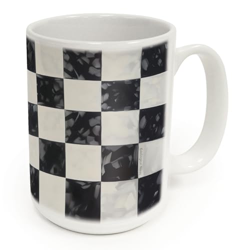 Highland Home Checkered Large Decorative Ceramic Mug