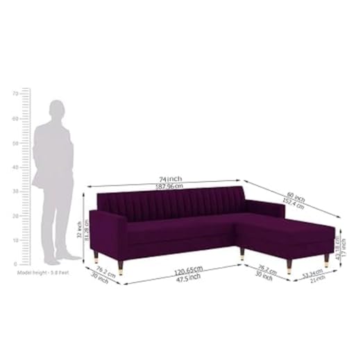 Image of 4 Seater Sofa Set with Two Cushions Perfect for Home Office Guests Living Room (Purple, 4 Seater)