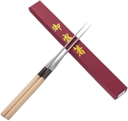 菜箸 JQEJDKE 業務用 盛り付け箸 極上白木柄 盛箸 ステンレス 木 刺身箸 寿司箸 ケース付き (1,150mm)