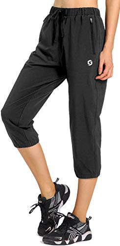 Womens Lightweight Jogger Capri Pants Quick Dry Workout Running Capris Sun Protection UPF