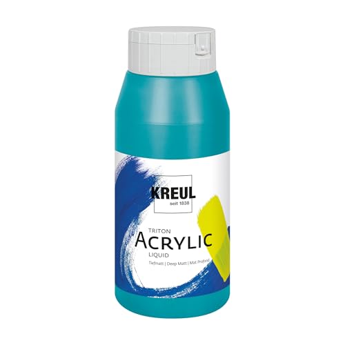 KREUL 17046 - Solo Goya Triton Acrylfarbe türkisblau, 750 ml Flasche, schnell und matt trocknend, Farbe auf Wasserbasis, in Studioqualität, vielseitig einsetzbar, gut deckend und ergiebig KREUL 17046 - Solo Goya Triton Acrylfarbe türkisblau, 750 ml Flasche, schnell und matt trocknend, Farbe auf Wasserbasis, in Studioqualität, vielseitig einsetzbar, gut deckend und ergiebig