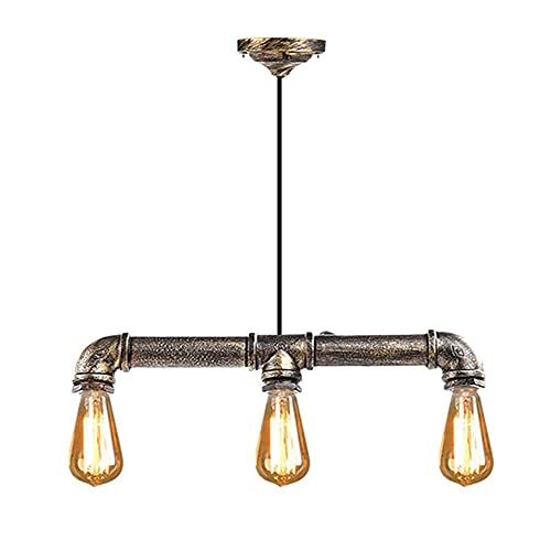 Lámpara de Techo Colgante de Hierro de Metal Vintage Luz de Pipa Retro de Agua Luz de luz 3 Cabezas Candelier Americana Lámpara de Colgante de Loft Creativo Isla de Cocina
