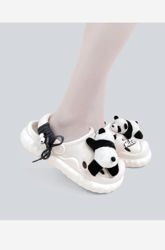 Cute Garden Shoes Kawaii 3D Bear Dinosaur Panda Bow Chunky Platform Cloud Slippers for Women Summer Lightweight Clogs3