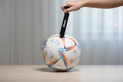 Image of Official Size 5 Soccer Ball with Free Pump & Pin | Premium PVC Leather Football with Excellent Air Retention | Durable Training & Match Ball for Kids, Youth & Adults (Katar)