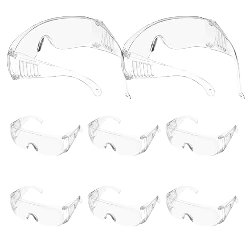 Ipetboom Lot de 8 Lunettes de Sécurité PC Légères à Persiennes Transparentes Protection Anti-Poussière pour Chantier et Laboratoire Équipement de Protection Oculaire Unisexe Travail