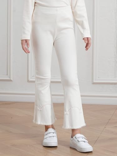 ACSUSS Girls Kids Flared Yoga Pants Toddlers Cotton Elastic Waist Leggings Sports Ribbed Ruffle Bell Bottoms3