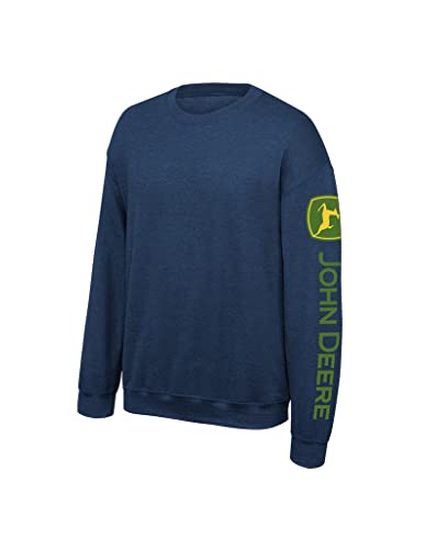 John Deere Jd Crew Neck Fleece Sweatshirt-Navy-Xxxl