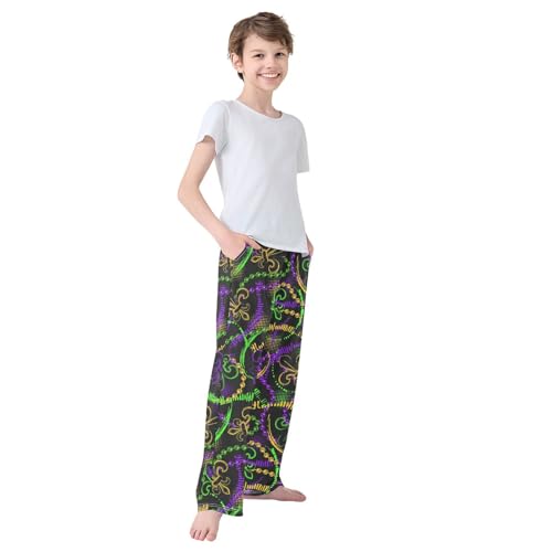 Boys' Pants Mardi Gras Neon Fluorescent Pattern Long Bottoms Jogger Pants Elastic Waist Trousers with Pockets S-XL4