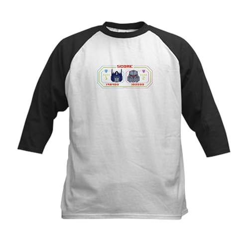 CafePress Transformers Arcade Scores Baseball Jersey Kids Cotton Baseball Jersey, 3/4 Raglan Sleeve Shirt Black/White