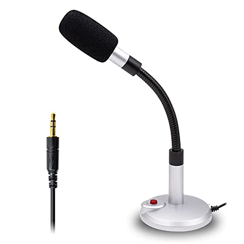 3.5mm Jack Microphone for PC with Adjustable Stand and Mute Button- Enhancing Sound for Podcasting, Gaming, Streaming, Skype,Zoom and Chatting.