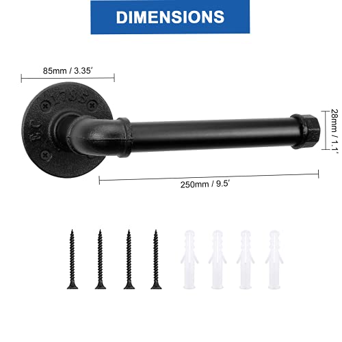 Nearmoon Industrial Pipe Toilet Paper Holder, Heavy Duty Diy Toilet Roll Holder For Bathroom, Living Room And Kitchen, Vintage Rustic Iron Style Rust Free Bathroom Hardware, Wall Mounted (Black) #TOP1