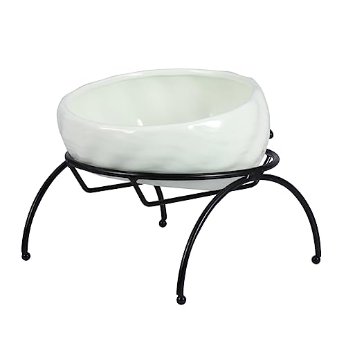 Abaodam 1Set Pet Ceramic Dog Bowl with Iron Frame Rack Light Green Elevated Feeder for Cats and Dogs Easy to Clean Non Slip Design for Comfortable Feeding
