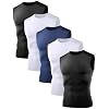 Dalavch 5 Pack Men’s Sleeveless Compression Shirts Sports Workout Tank Tops | Cool Dry, Rash Guard, Gym, Athletic, Football, Basketball, Running, Cycling, Exercise, Undershirt Base Layer T Shirts