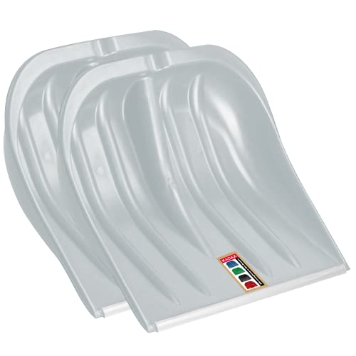 KADAX Pala de Nieve, 49 cm de Ancho, Pala de Nieve sin Mango, empujador de Nieve, removedor de Nieve, Pala de Nieve de plástico, Pala de Nieve (2, Plata con Borde de Chapa)