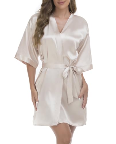 Soft Loungewear Silk Robe Wedding Short Satin 22 soft loungewear silk robe - champagne 2