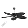 JONATHAN Y JYL9719A Raffles 52 Mobile AppRemote Controlled 6 Speed Palm Blade Ceiling Fan Bohemian Coastal Industrial Modern Traditional for Bedroom Living Room Office Black