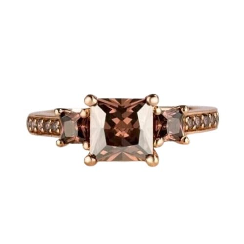 2.00 Carat Princess Cut simulated Brown Diamond Engagement & Wedding Ring 14K Rose Gold Plated 925 Silver
