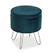 Versa Belgaum Repose-Pieds Tabouret Rond Bas pour Salon ou Chambre, Dimensions (H x l x L) 38 x 45 x 38 cm, Textile et Métal, Couleur Vert