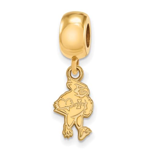LogoArt 14k Yellow Gold Plated Sterling Silver Iowa State University Small Dangle Charm