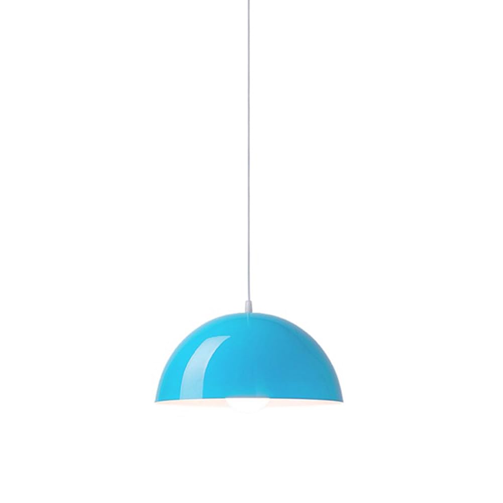 KBUUKYYXouy Glossy Dome Semicircle Hanging Lamp, Colorful Ceiling Pendant Light Fixture, Minimalism Metal Lighting, Industrial Chandelier for Kitchen Island Sink Dining Room Counter(Blue,15.7in)