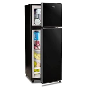 Anukis Compact Refrigerator 4.0 Cu Ft 2 Door Mini Fridge with Freezer for Apartment, Dorm, Office, Family, Basement, Garage – Black