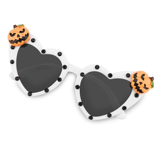 Halloween Sunglasses for Women, Heart Shaped Glasses with Pumpkin Design for Adult Halloween Party Accessories Costume Outfits Gifts2