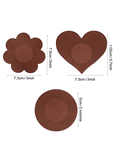 30 Pairs Nipple Covers Disposable Breast Pasties Adhesive No Show Satin Breast Petals Stickers Brown4