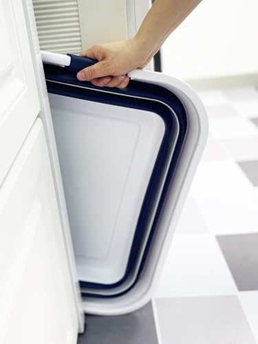 Image of SAMMART Collapsible Plastic Laundry Basket with Handle /Foldable Pop Up Storage Hamper /Portable Laundry Organizer-Space Saving Washing Tub /Household Storage (White /Starry Blue, 42L (Set of 2))