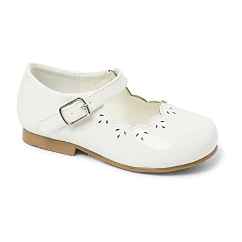Girls Child Spanish Style Mary Jane Shiny Patent Faux Leather Shoes (White, UK_Footwear_Size_System, Big_Kid, Women, Numeric, Medium, Numeric_9) Cover