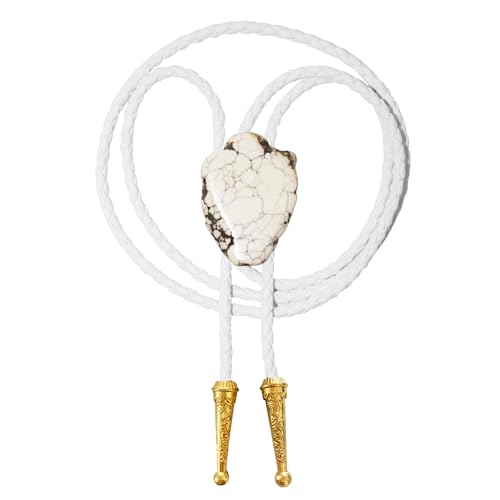 Image of Daisy Del Sol Gemstone Bolo Tie Braided Vegan Faux Leather Natural Stone Gold Handmade Necklace Adjustable Boho Western Jewelry