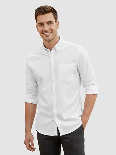 Image of Beyoung Oxford Cotton Shirt for Men | Premium Oxford Fabric | Regular Fit | Button-Down Collar