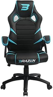 BraZen Puma Pc Gaming Chairs For Adults Ergonomic Design Pu Leather Bucket Seat Padded Fixed Armrest Butterfly Mechanism and Swiveling Compatible Largest British Brand- Blue