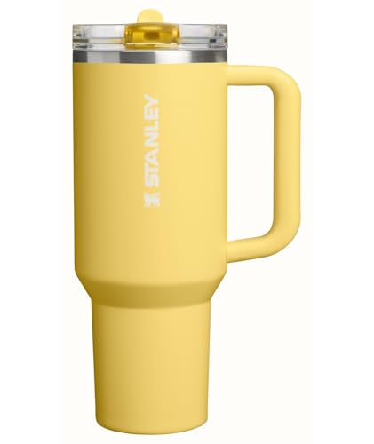 STANLEY Quencher ProTour Flip Straw Tumbler with Leakproof Lid 40 oz | Built-In Straw & Handle | Cupholder Compatible for Travel | Insulated Stainless Steel Cup | BPA-Free | Daffodil