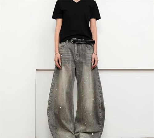 Men Vintage Wide Leg Denim Pants High Street Loose Fit Trousers Outdoor Casual Camping Jeans2