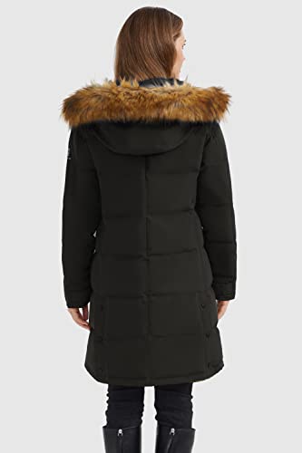 Orolay Women's Thickened Down Coat Long Puffer Jacket with Adjustable Hood Quilted Warm Winter Parka2