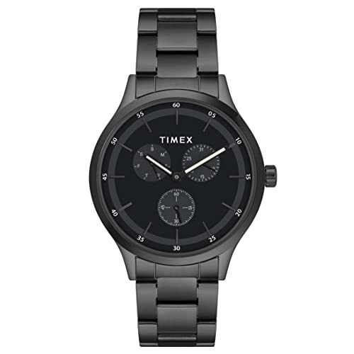 TIMEX Analog Watch for Man with Black Round Dial & Black Stainles...