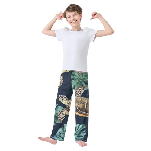 Tropical Turtle Boys Long Pants Soft Trousers Elastic Waist Kids Lounge Bottoms with Pockets S-XL3