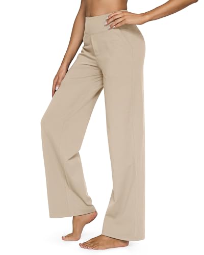 Image of G4Free EverGoing Yoga Pants Women Wide Leg Pants with Pockets High Waist Stretch Dress Casual Sweatpants Petite /Regular /Tall