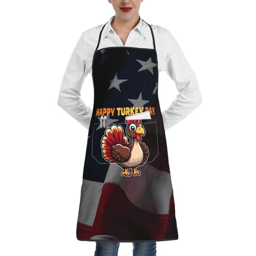 nopicsn Happy Turkey Day Funny Thanksgiving Apron for cooking with Pockets Women Men Kitchen Chef Funny Aprons